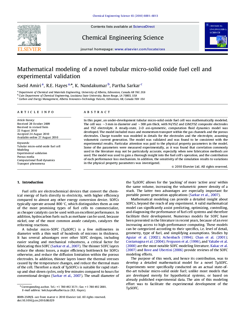 Mathematical modeling of a novel tubular micro-solid oxide fuel cell and experimental validation