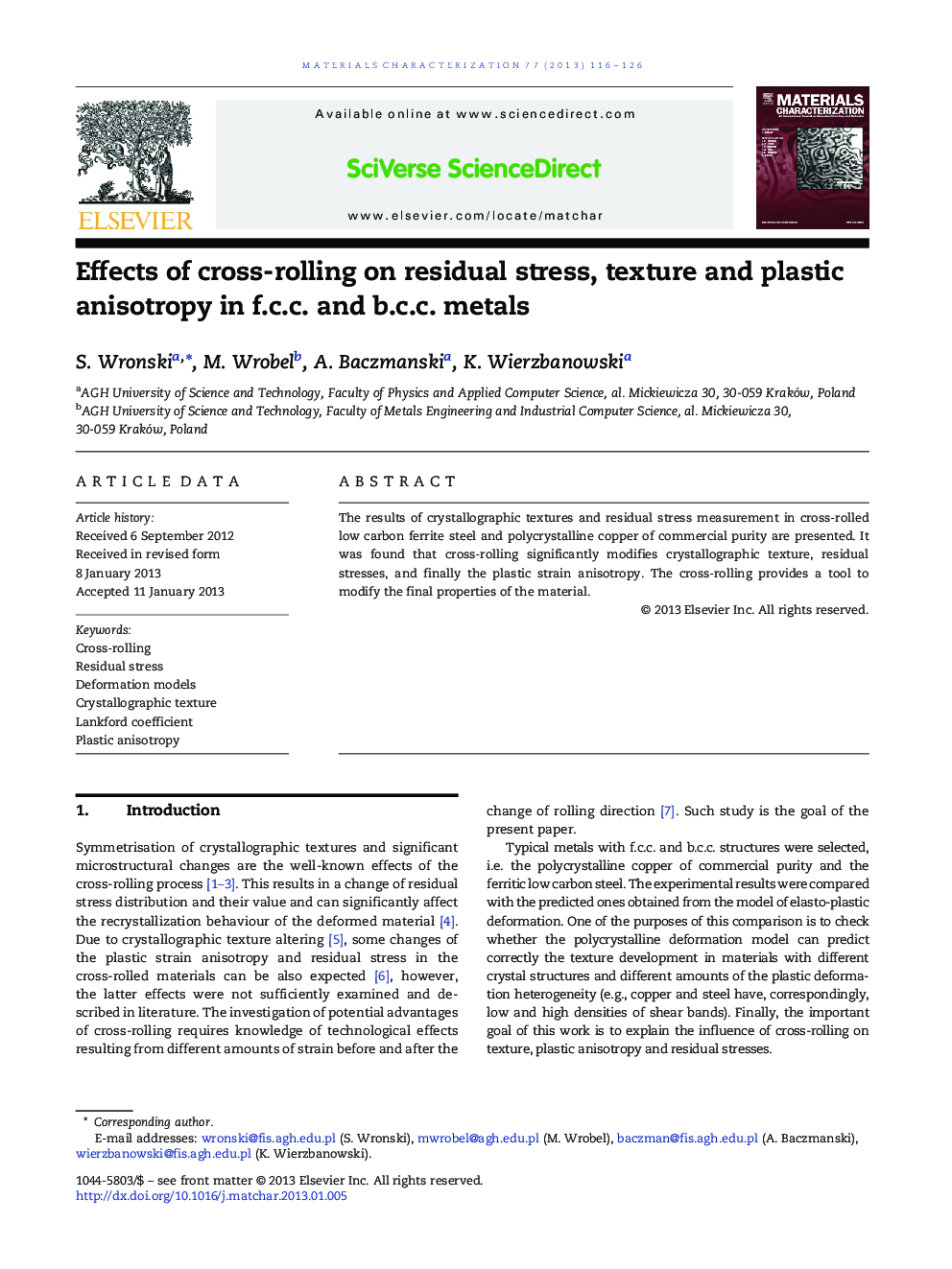 Effects of cross-rolling on residual stress, texture and plastic anisotropy in f.c.c. and b.c.c. metals