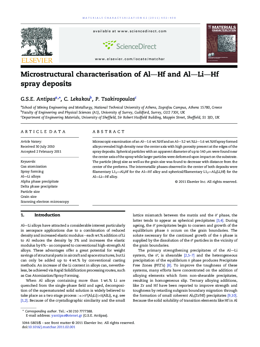 Microstructural characterisation of Al―Hf and Al―Li―Hf spray deposits