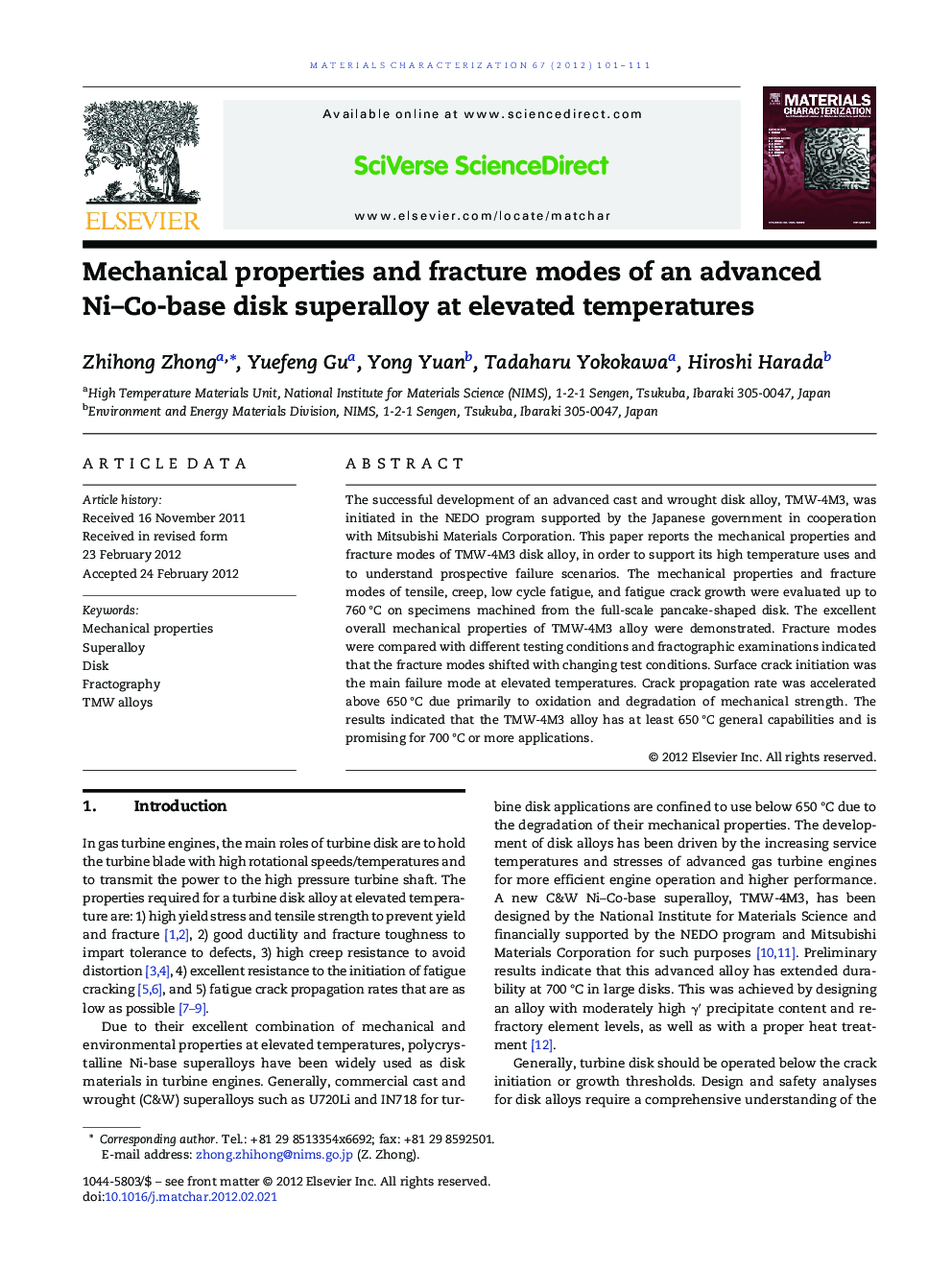 Mechanical properties and fracture modes of an advanced Ni-Co-base disk superalloy at elevated temperatures