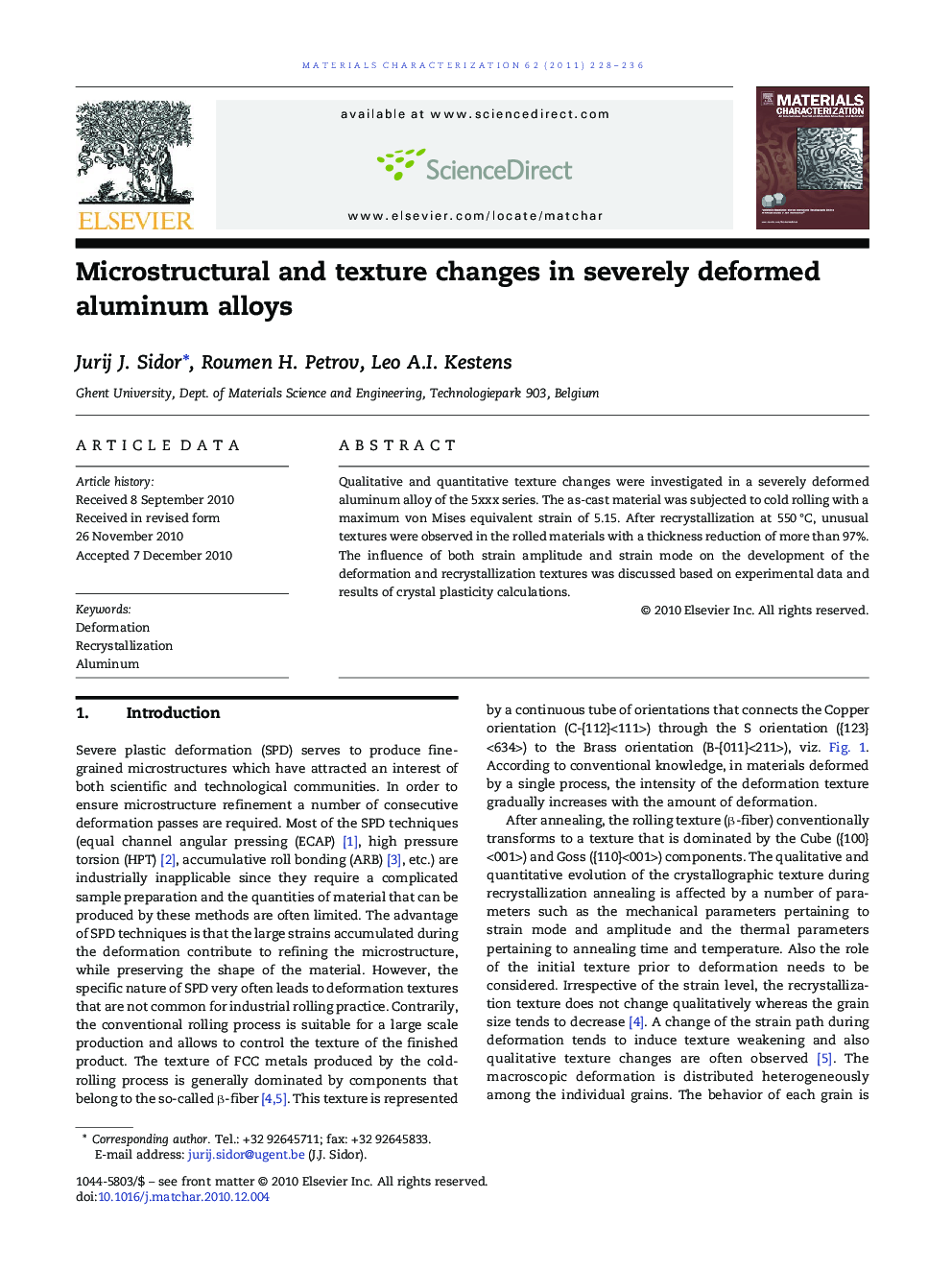 Microstructural and texture changes in severely deformed aluminum alloys