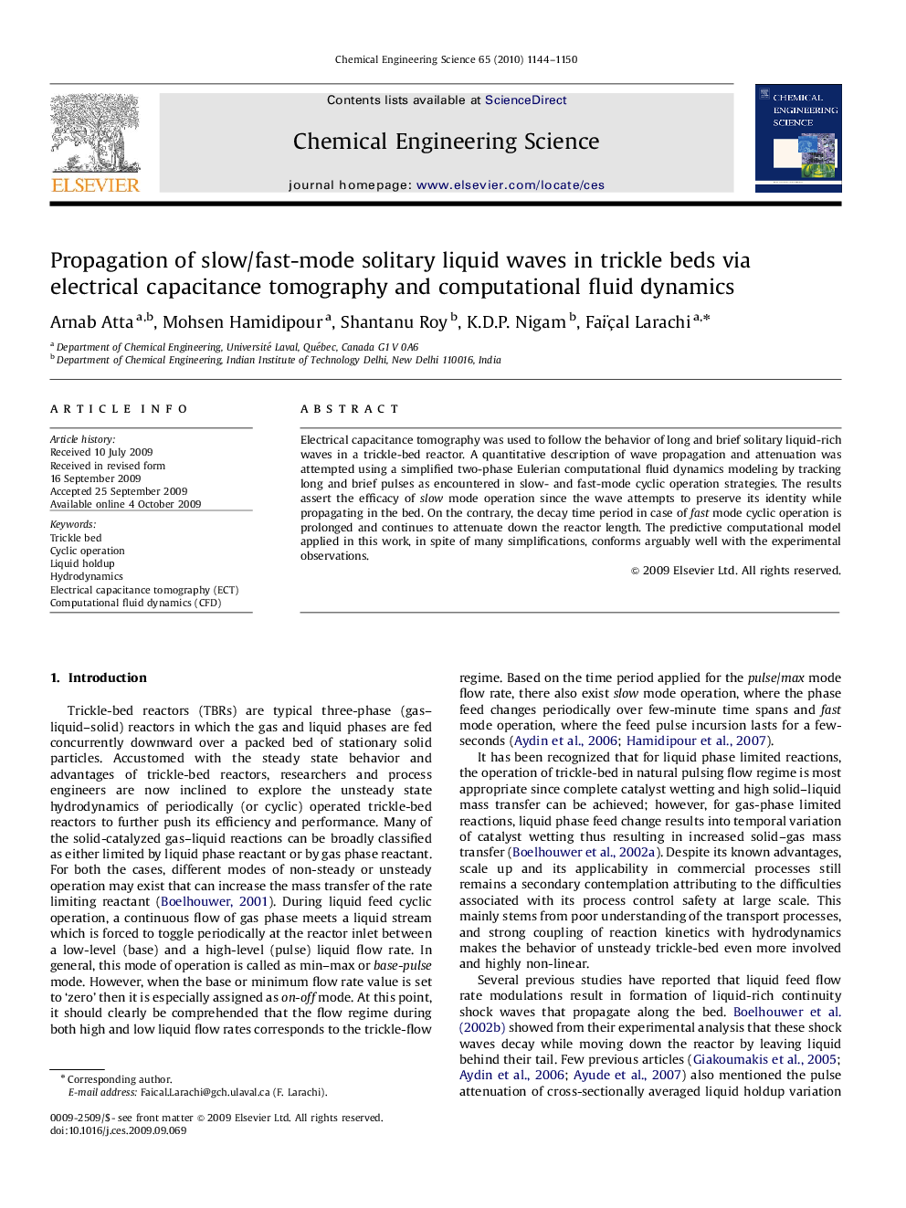 Propagation of slow/fast-mode solitary liquid waves in trickle beds via electrical capacitance tomography and computational fluid dynamics