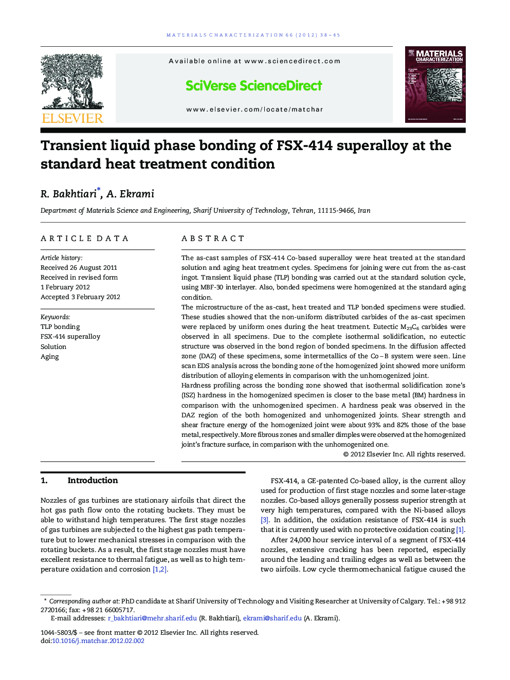 Transient liquid phase bonding of FSX-414 superalloy at the standard heat treatment condition