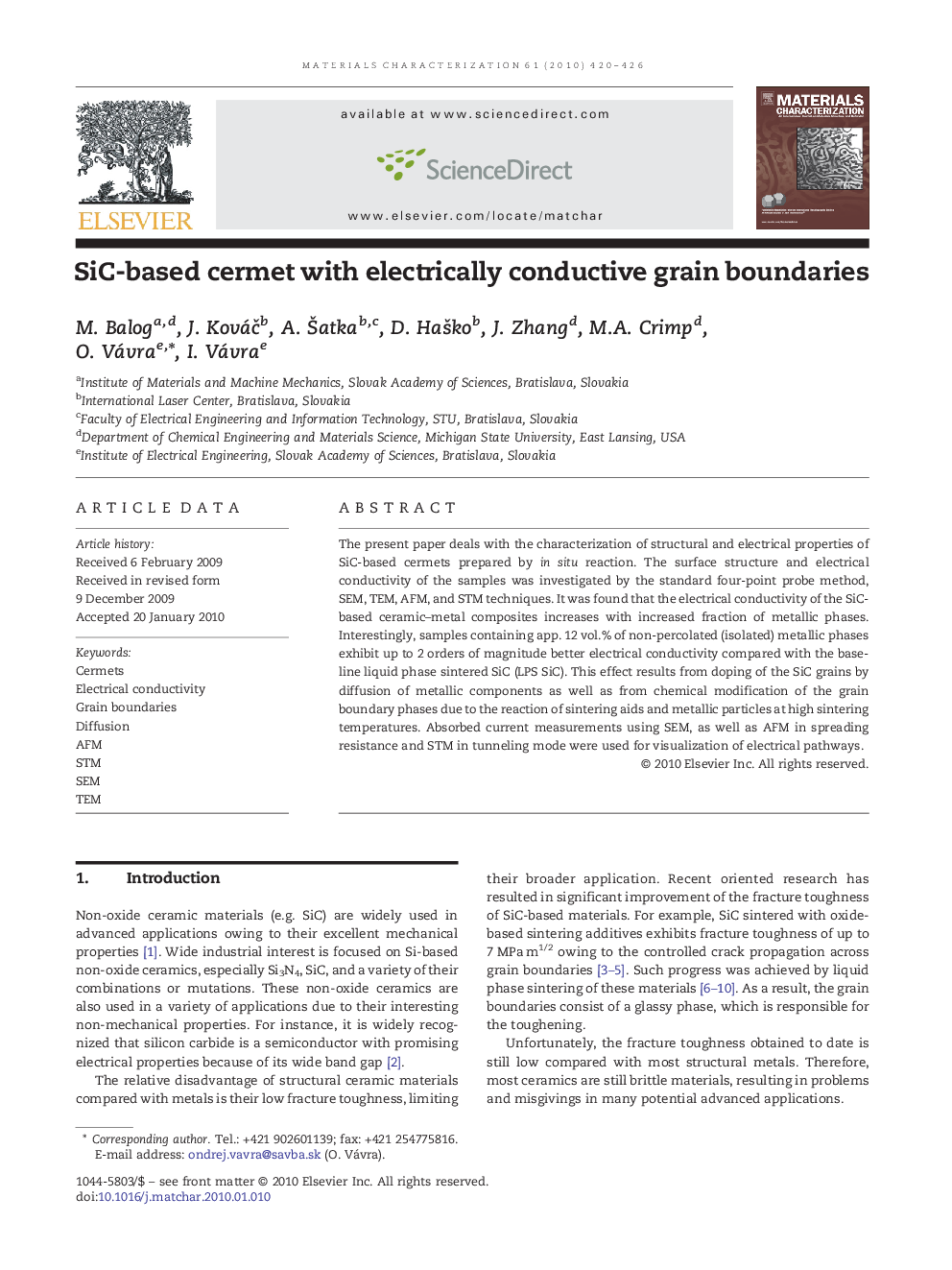 SiC-based cermet with electrically conductive grain boundaries