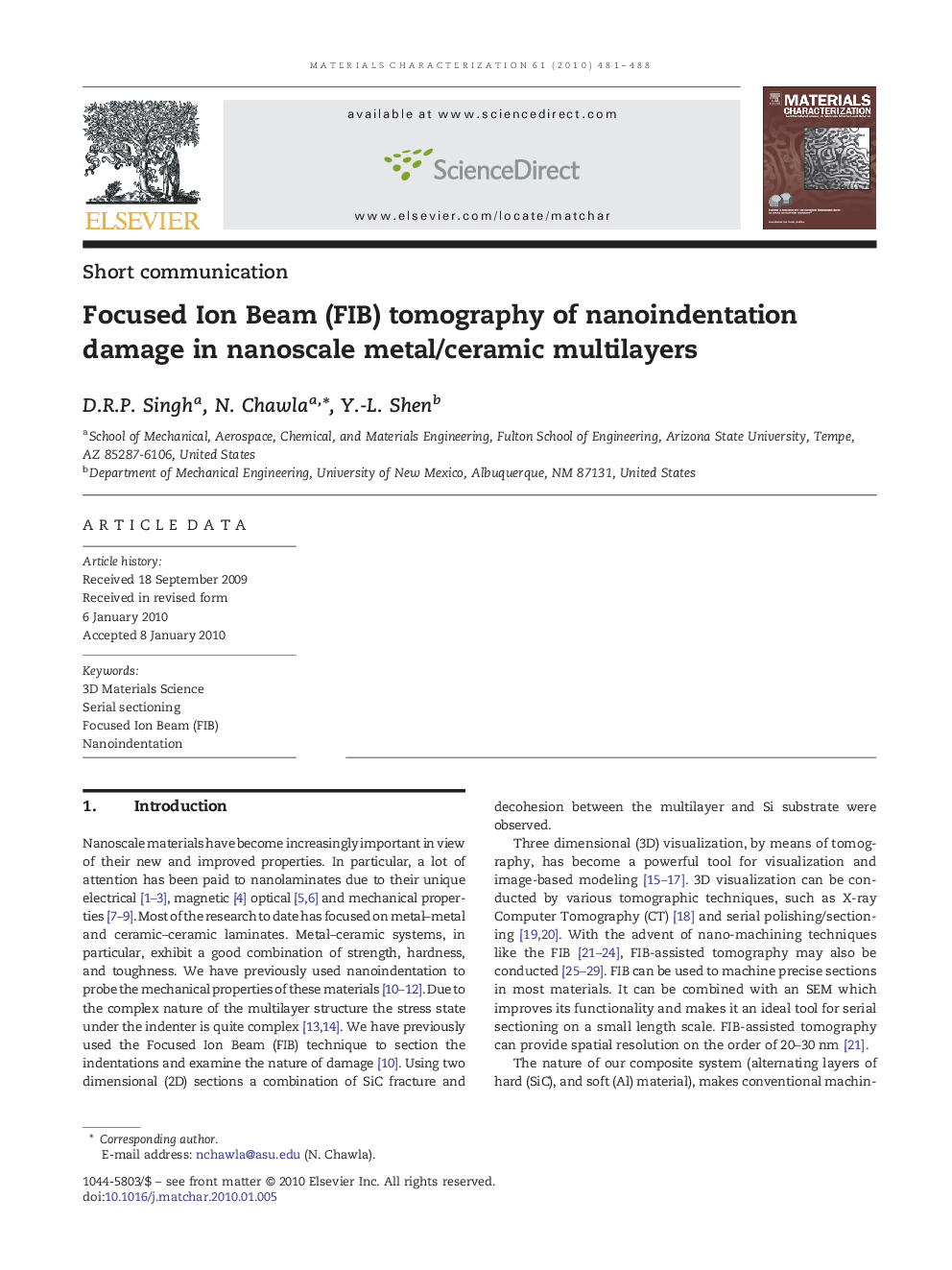 Focused Ion Beam (FIB) tomography of nanoindentation damage in nanoscale metal/ceramic multilayers