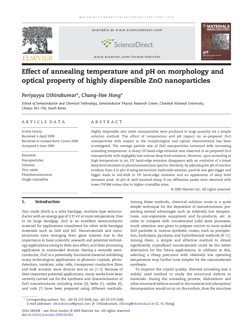 Effect of annealing temperature and pH on morphology and optical property of highly dispersible ZnO nanoparticles