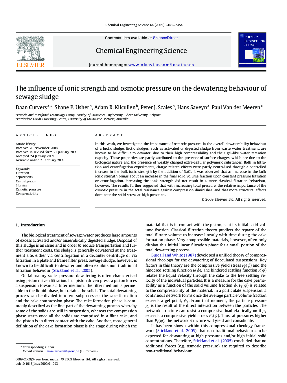 The influence of ionic strength and osmotic pressure on the dewatering behaviour of sewage sludge