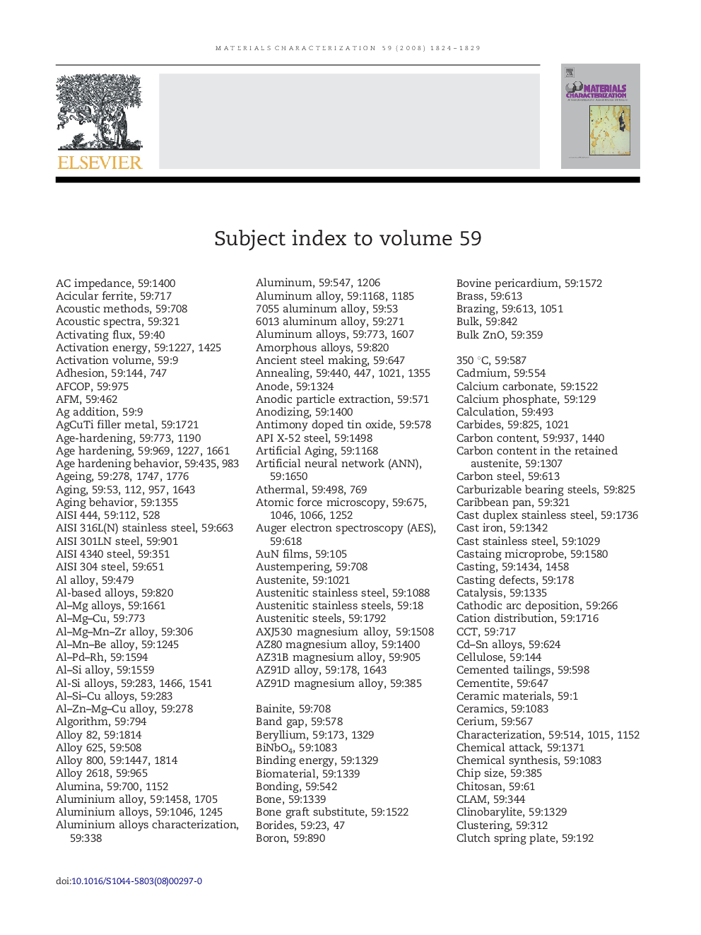 Subject index to volume 59