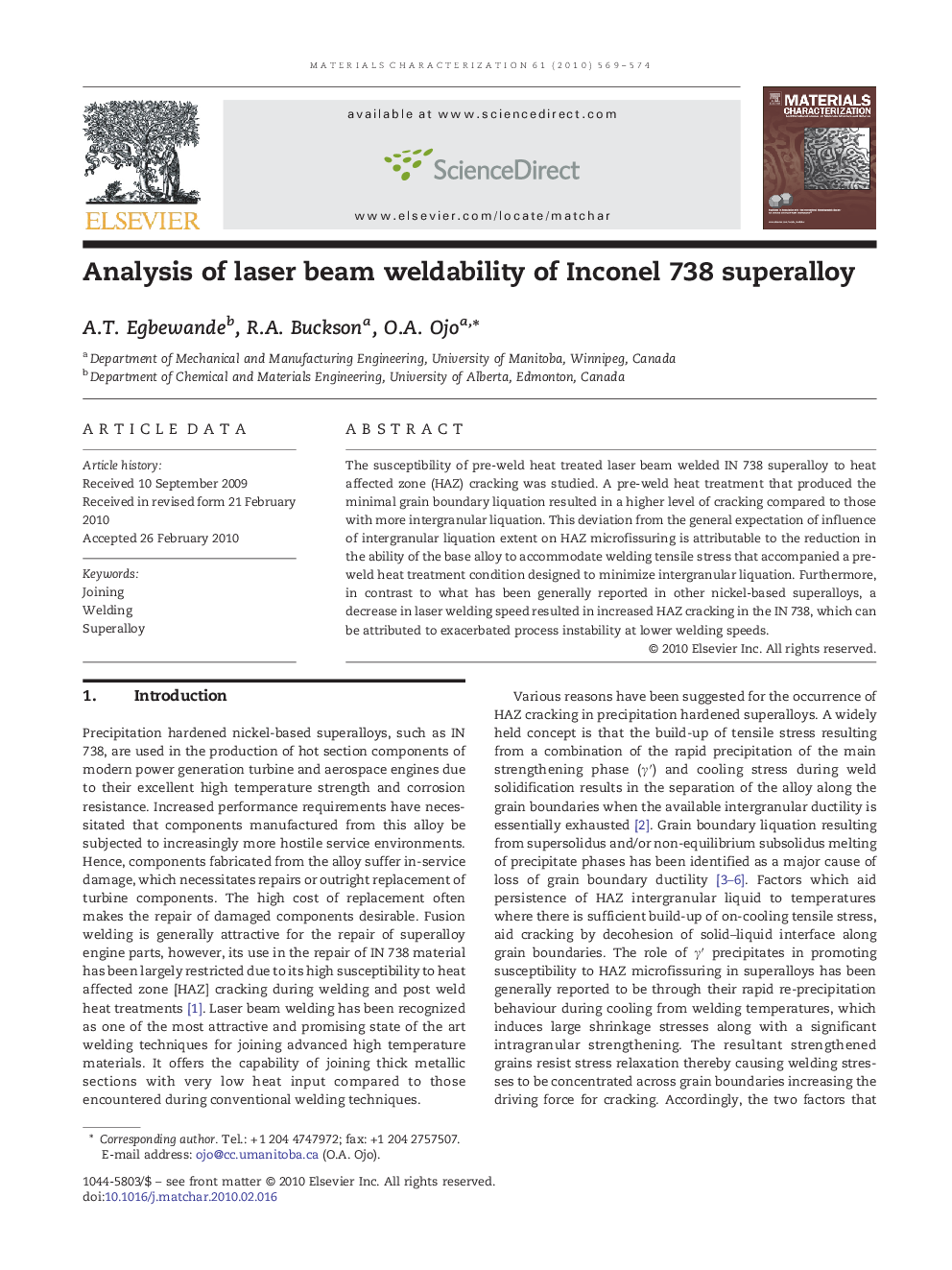 Analysis of laser beam weldability of Inconel 738 superalloy