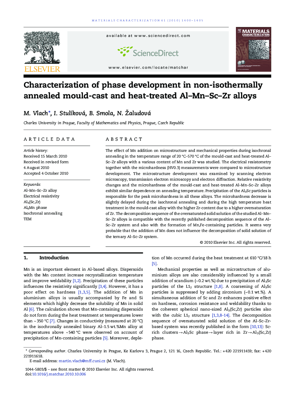 Characterization of phase development in non-isothermally annealed mould-cast and heat-treated Al–Mn–Sc–Zr alloys