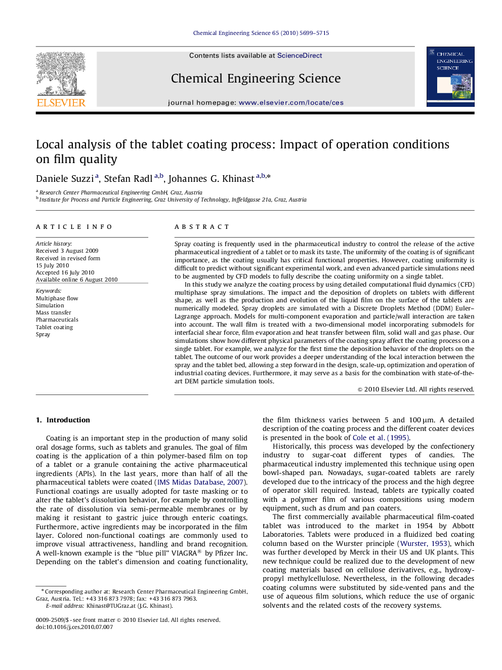 Local analysis of the tablet coating process: Impact of operation conditions on film quality