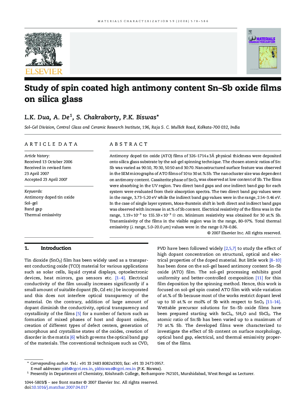 Study of spin coated high antimony content Sn–Sb oxide films on silica glass