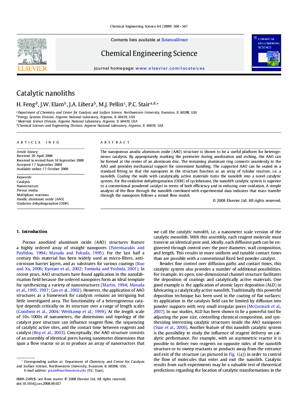 Catalytic nanoliths