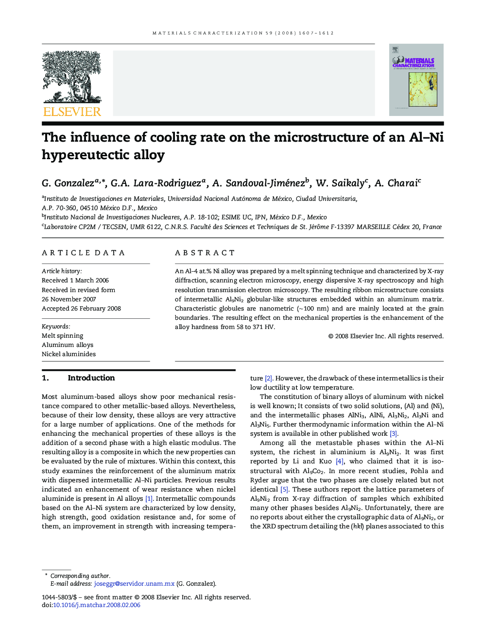 The influence of cooling rate on the microstructure of an Al–Ni hypereutectic alloy