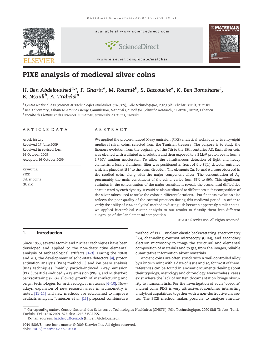 PIXE analysis of medieval silver coins