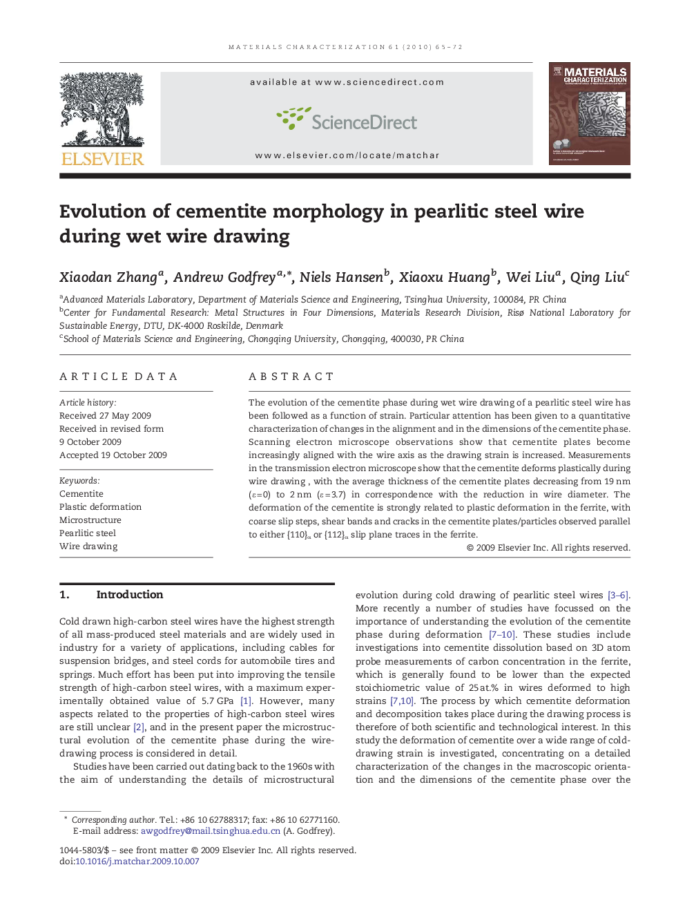 Evolution of cementite morphology in pearlitic steel wire during wet wire drawing