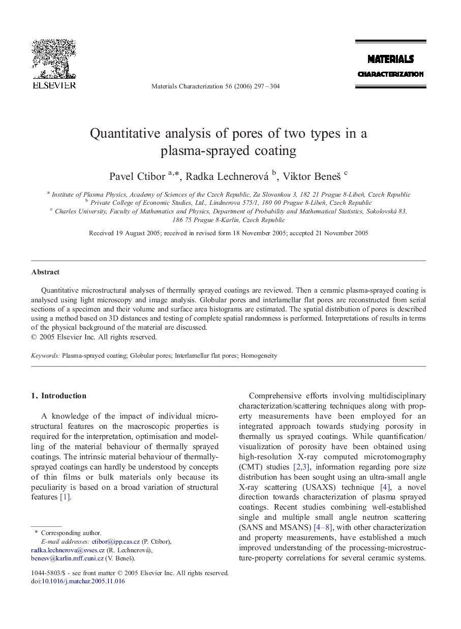 Quantitative analysis of pores of two types in a plasma-sprayed coating