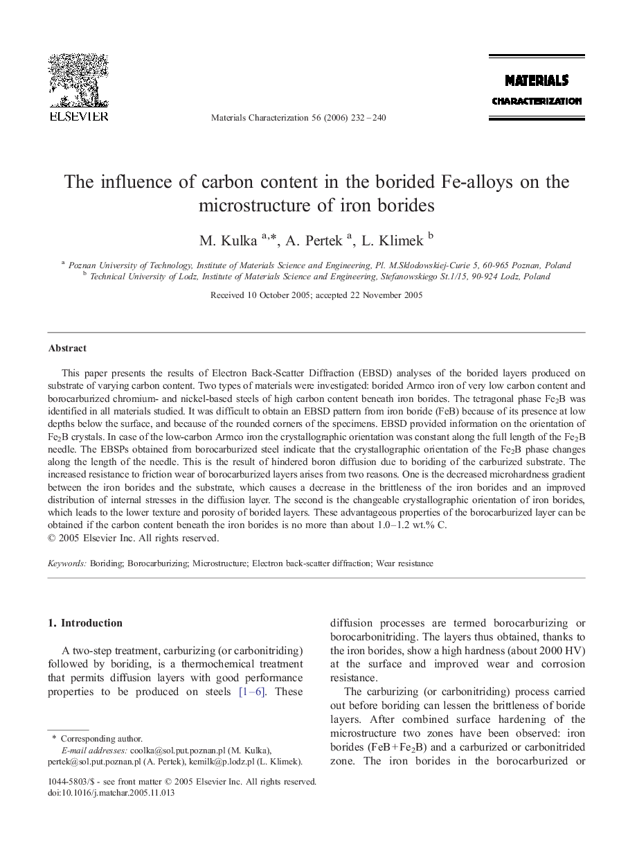 The influence of carbon content in the borided Fe-alloys on the microstructure of iron borides