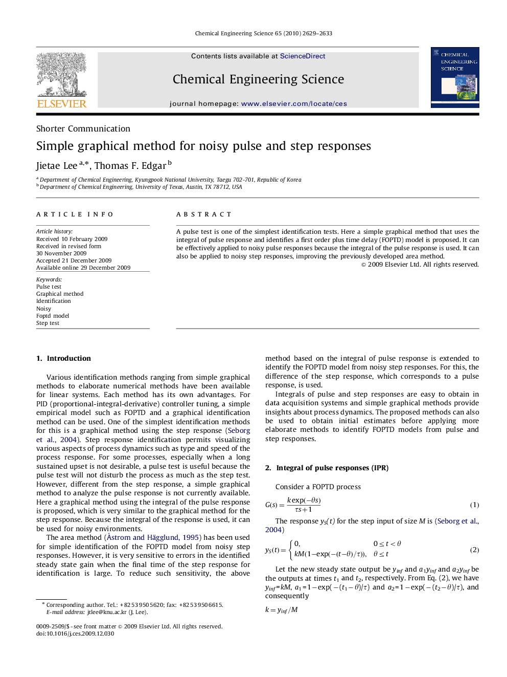 Simple graphical method for noisy pulse and step responses