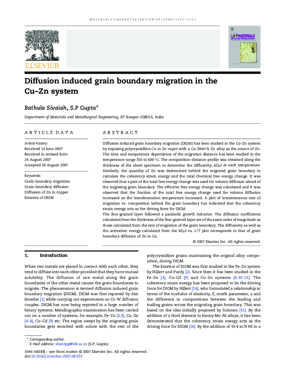 Diffusion induced grain boundary migration in the Cu–Zn system