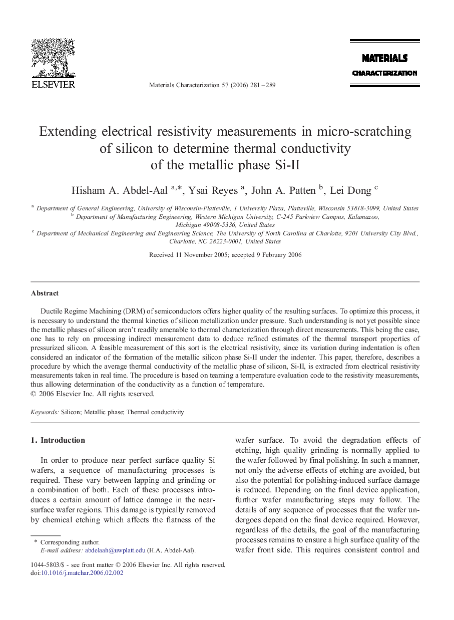 Extending electrical resistivity measurements in micro-scratching of silicon to determine thermal conductivity of the metallic phase Si-II