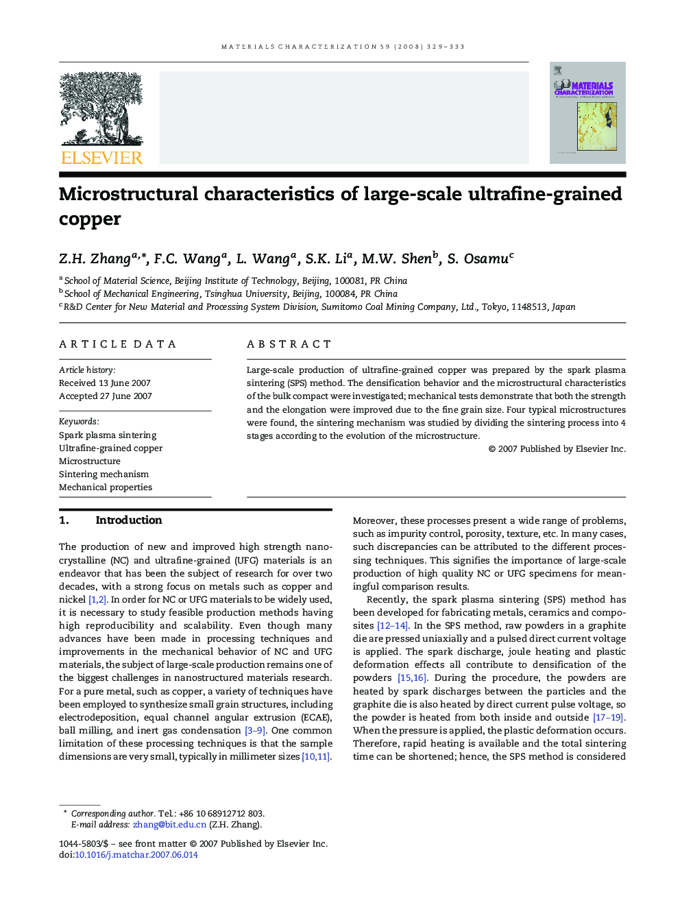 Microstructural characteristics of large-scale ultrafine-grained copper