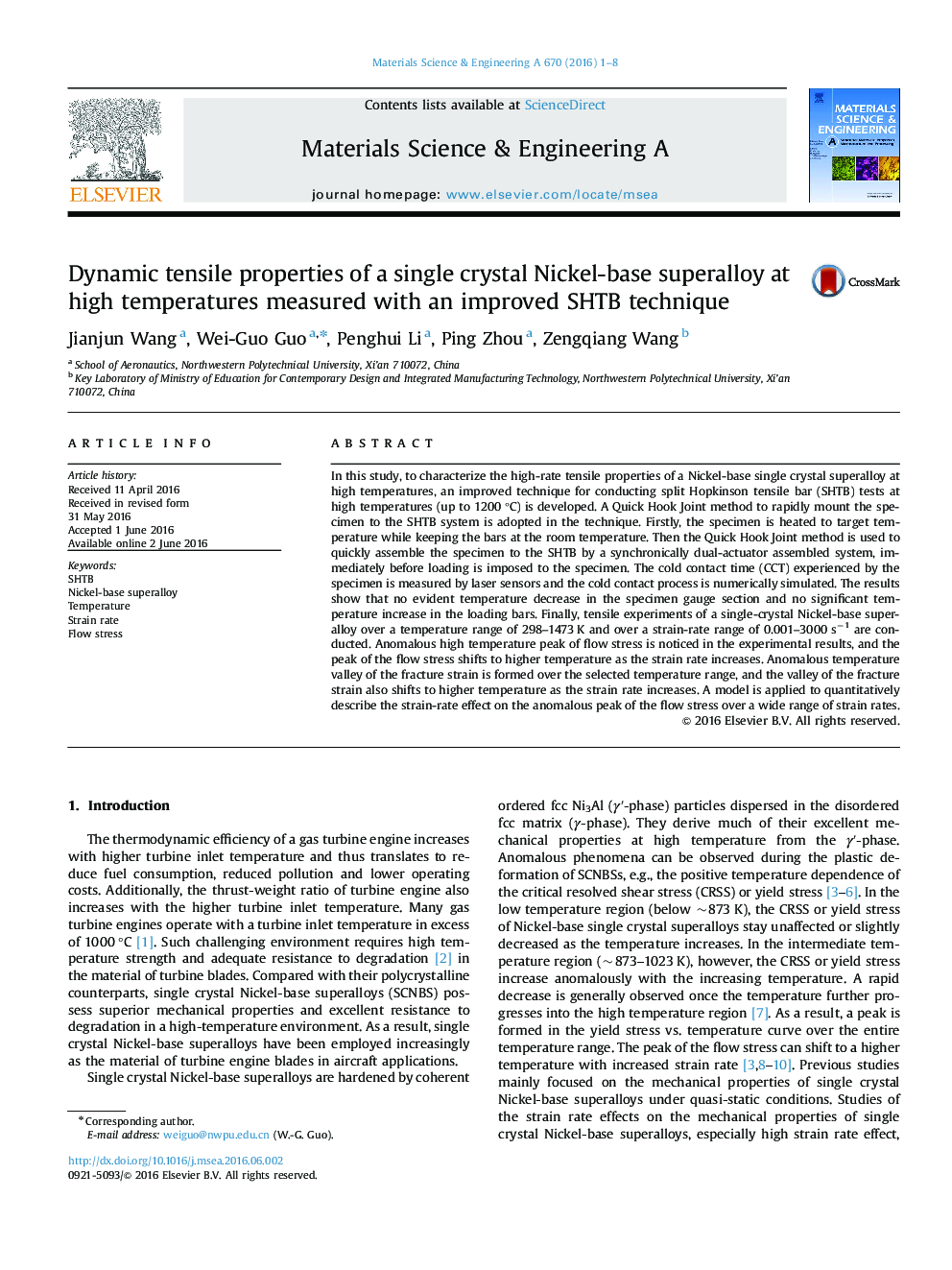 Dynamic tensile properties of a single crystal Nickel-base superalloy at high temperatures measured with an improved SHTB technique