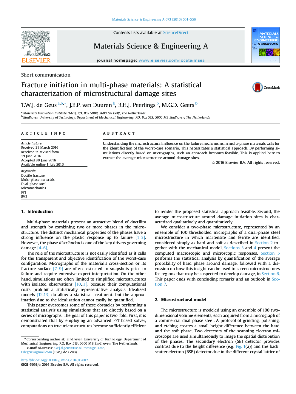 Fracture initiation in multi-phase materials: A statistical characterization of microstructural damage sites