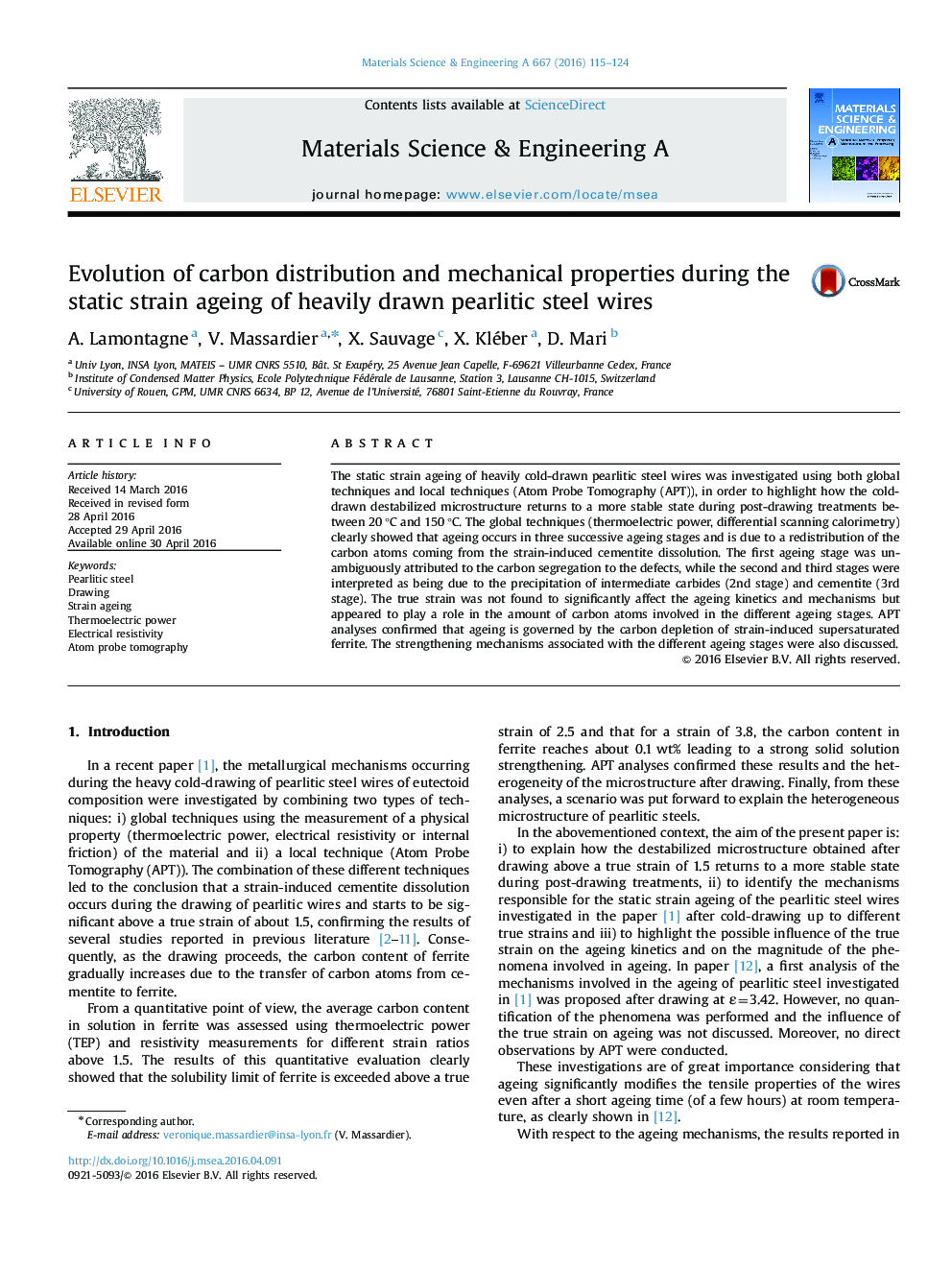 Evolution of carbon distribution and mechanical properties during the static strain ageing of heavily drawn pearlitic steel wires