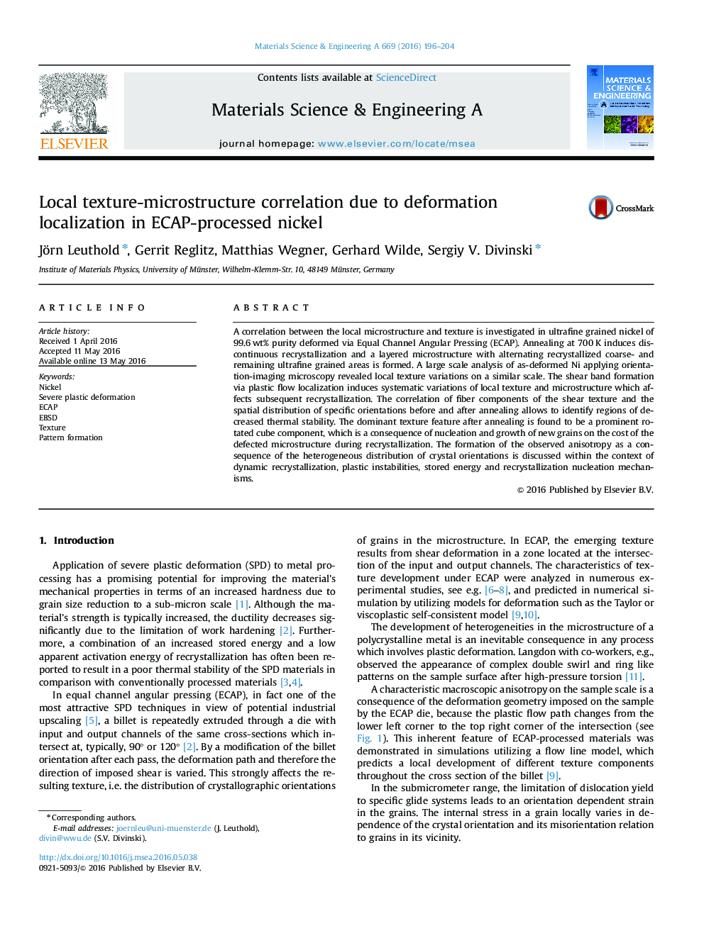 Local texture-microstructure correlation due to deformation localization in ECAP-processed nickel