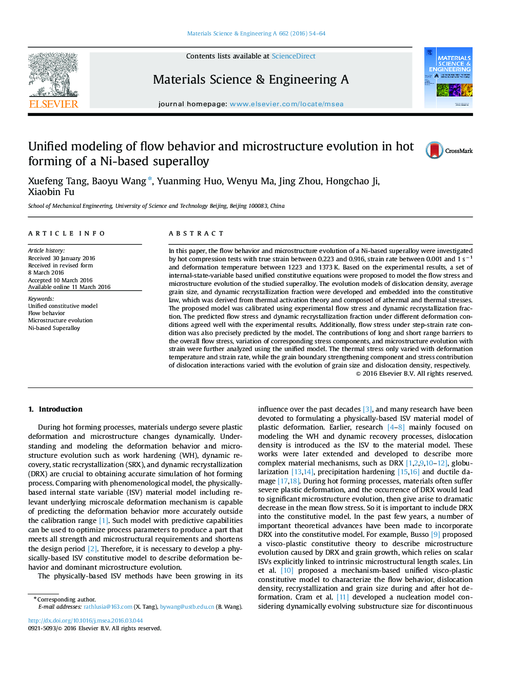 Unified modeling of flow behavior and microstructure evolution in hot forming of a Ni-based superalloy