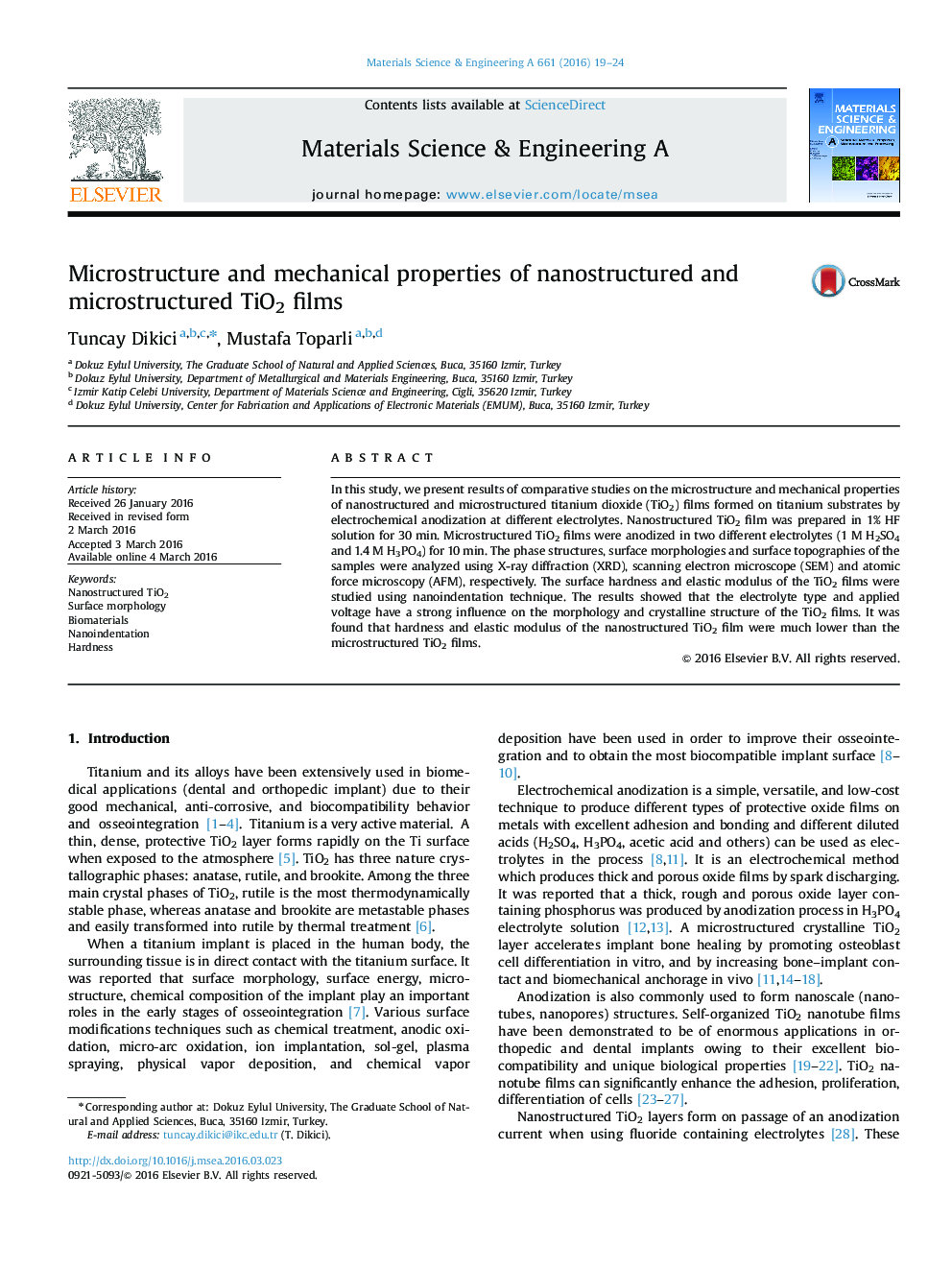 Microstructure and mechanical properties of nanostructured and microstructured TiO2 films