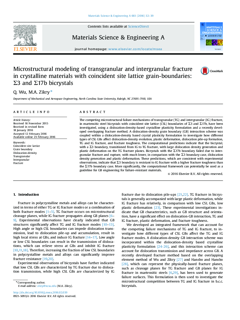 Microstructural modeling of transgranular and intergranular fracture in crystalline materials with coincident site lattice grain-boundaries: Î£3 and Î£17b bicrystals