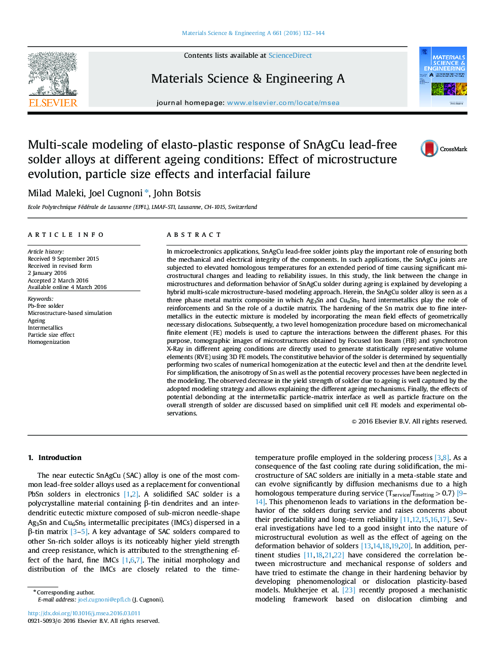Multi-scale modeling of elasto-plastic response of SnAgCu lead-free solder alloys at different ageing conditions: Effect of microstructure evolution, particle size effects and interfacial failure