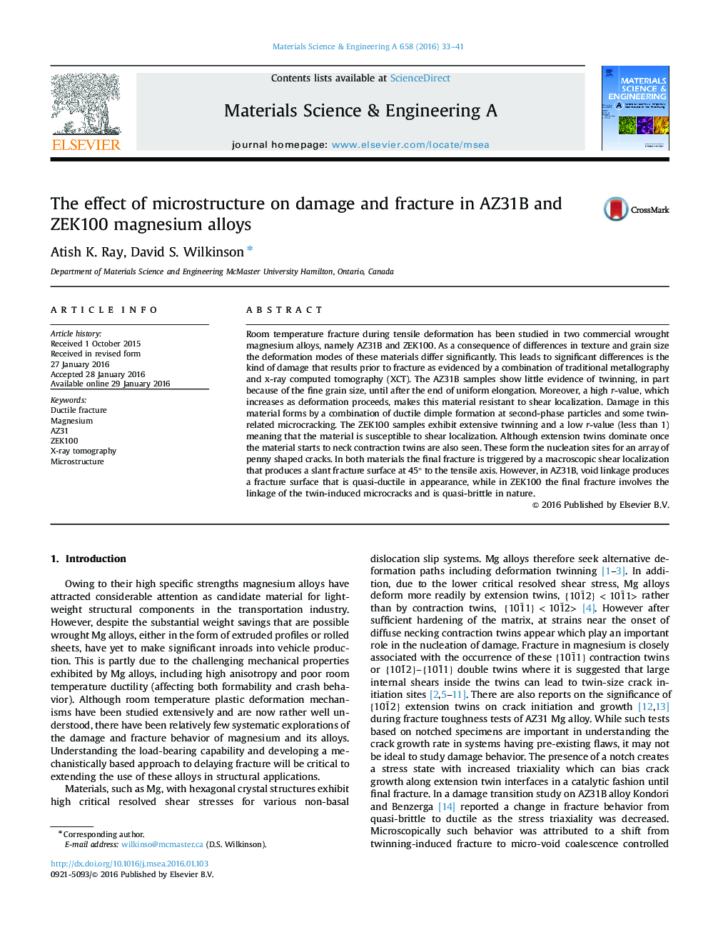 The effect of microstructure on damage and fracture in AZ31B and ZEK100 magnesium alloys