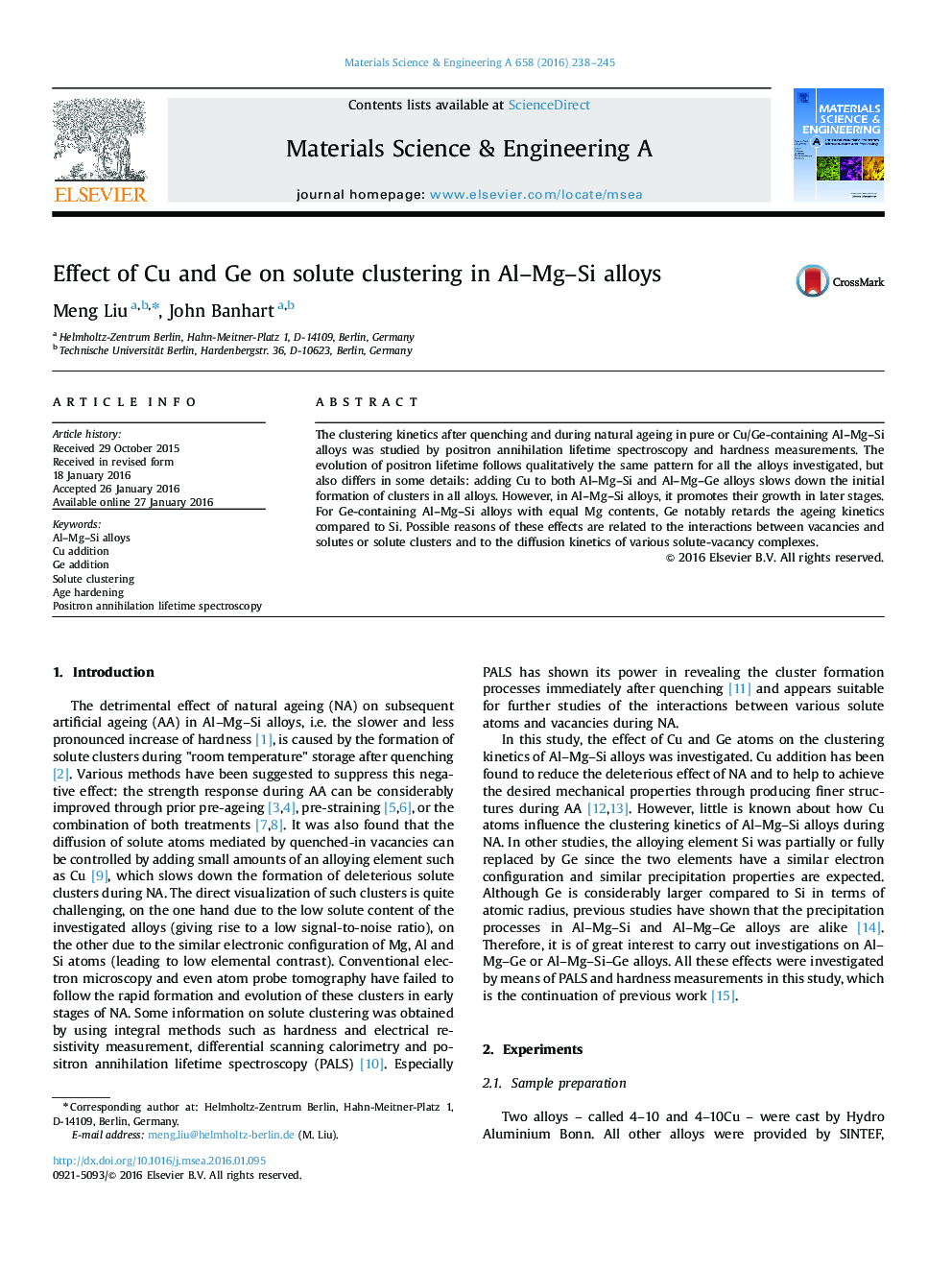 Effect of Cu and Ge on solute clustering in Al-Mg-Si alloys