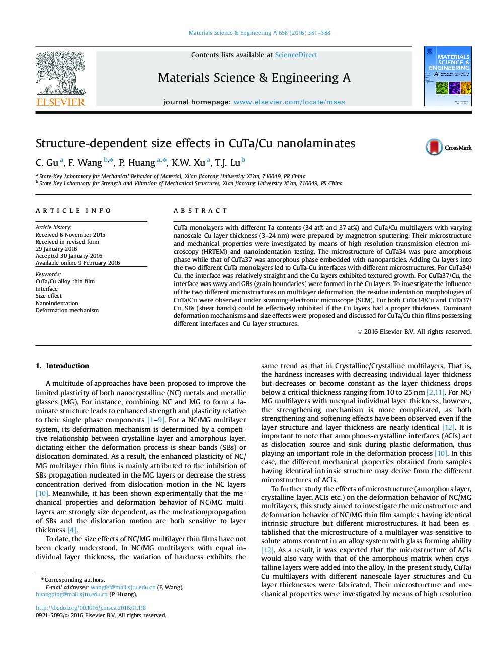 Structure-dependent size effects in CuTa/Cu nanolaminates