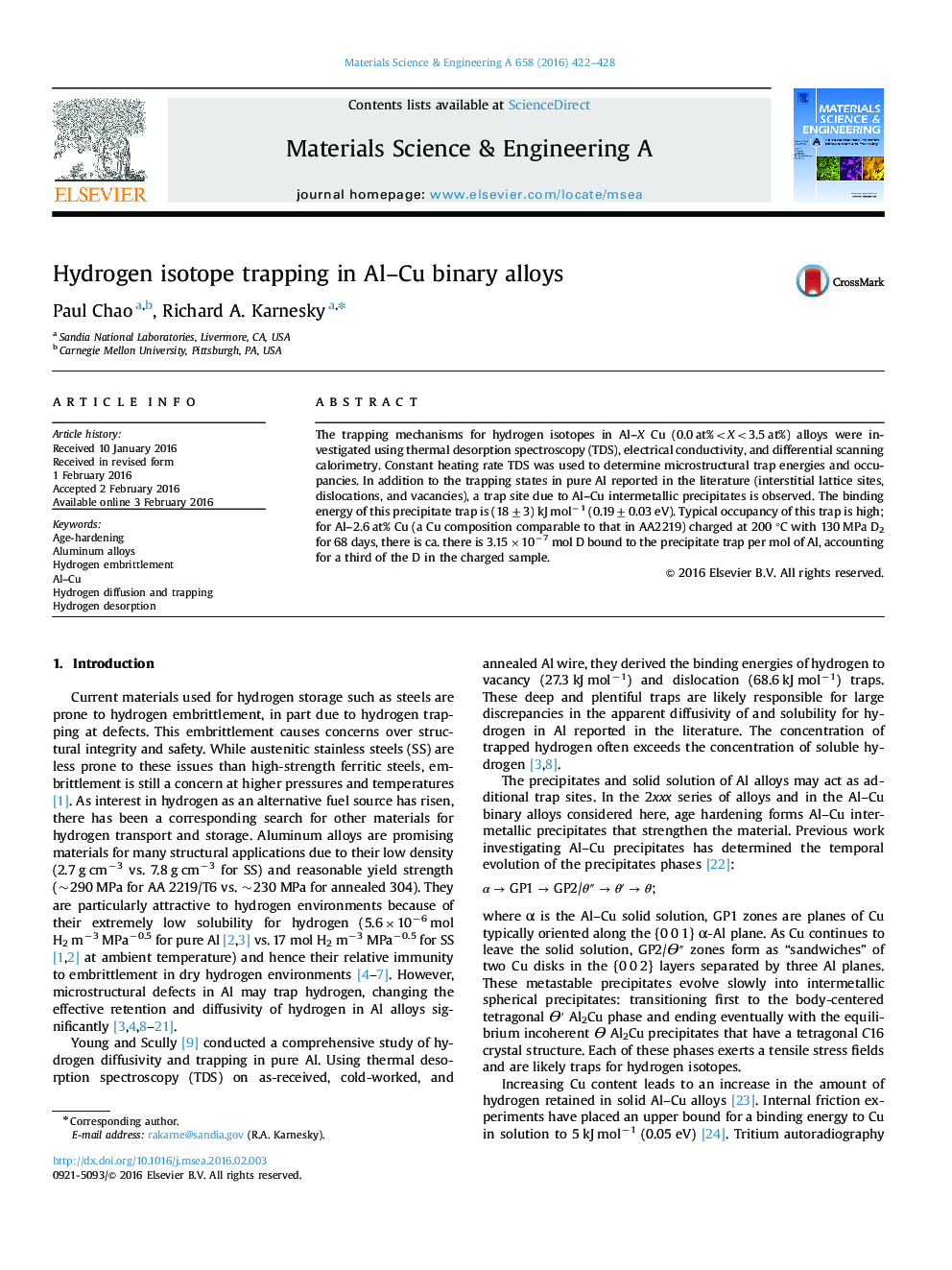 Hydrogen isotope trapping in Al-Cu binary alloys