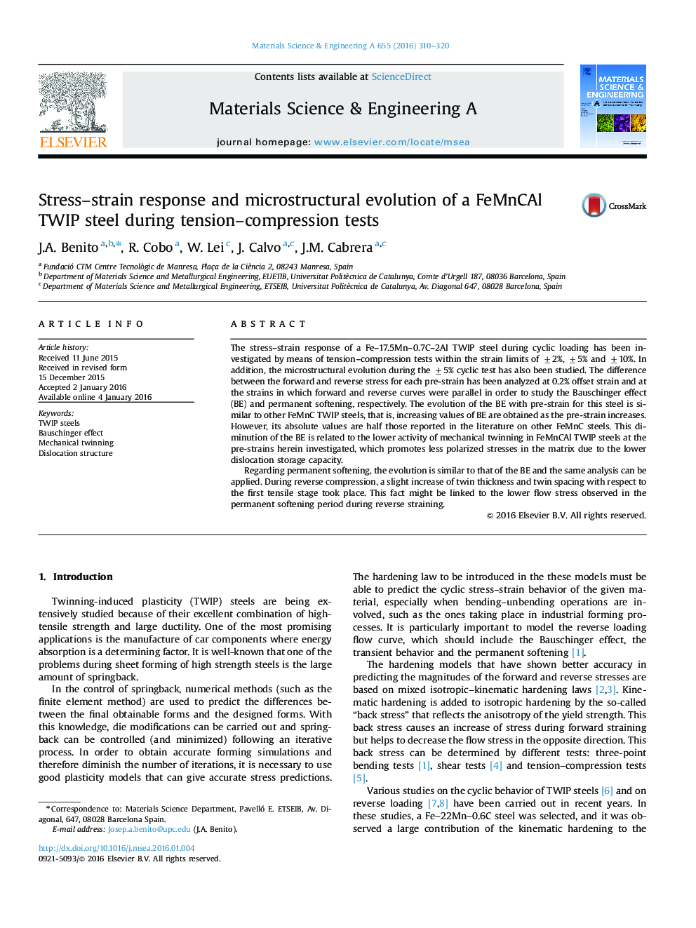 Stress–strain response and microstructural evolution of a FeMnCAl TWIP steel during tension–compression tests