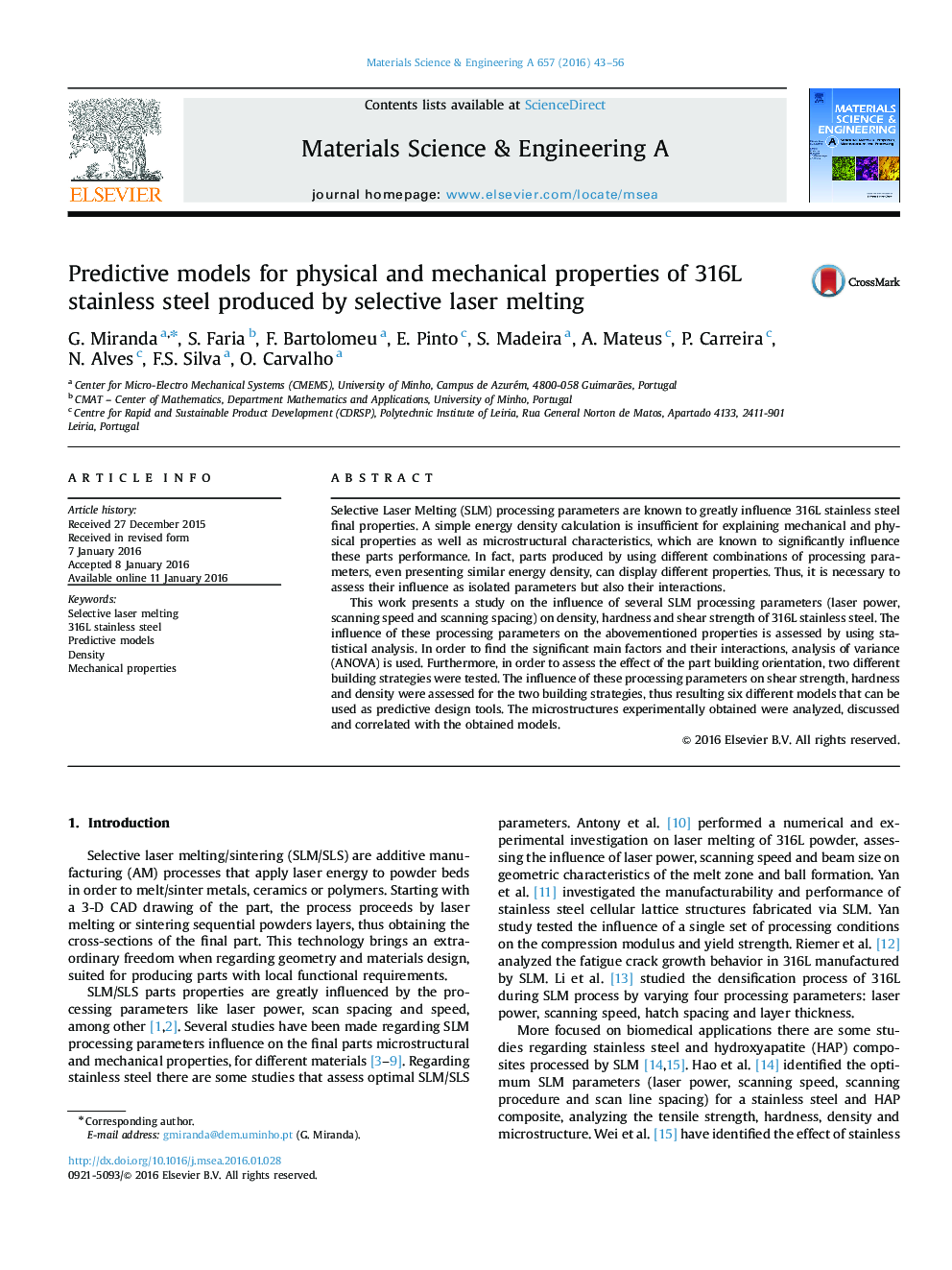 Predictive models for physical and mechanical properties of 316L stainless steel produced by selective laser melting