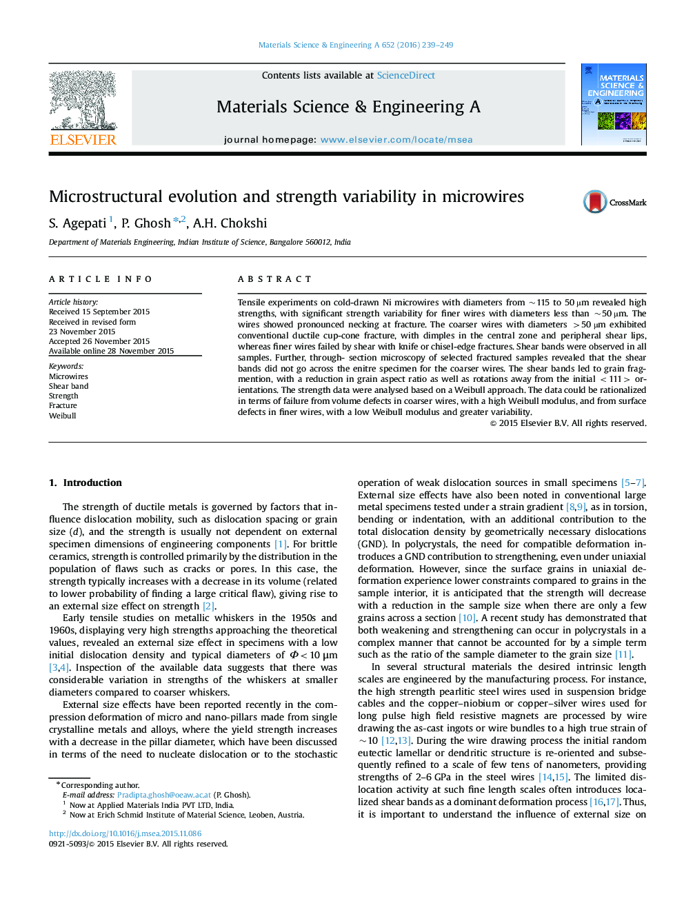 Microstructural evolution and strength variability in microwires