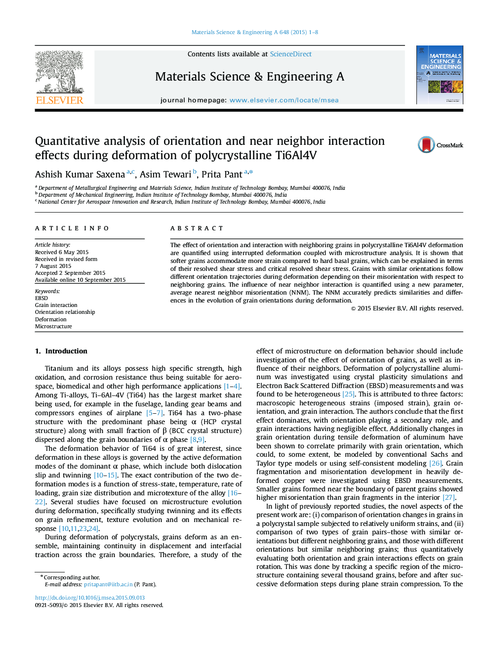 Quantitative analysis of orientation and near neighbor interaction effects during deformation of polycrystalline Ti6Al4V