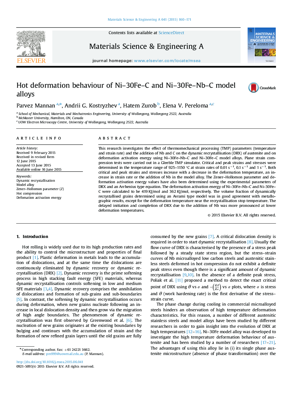 Hot deformation behaviour of Ni–30Fe–C and Ni–30Fe–Nb–C model alloys