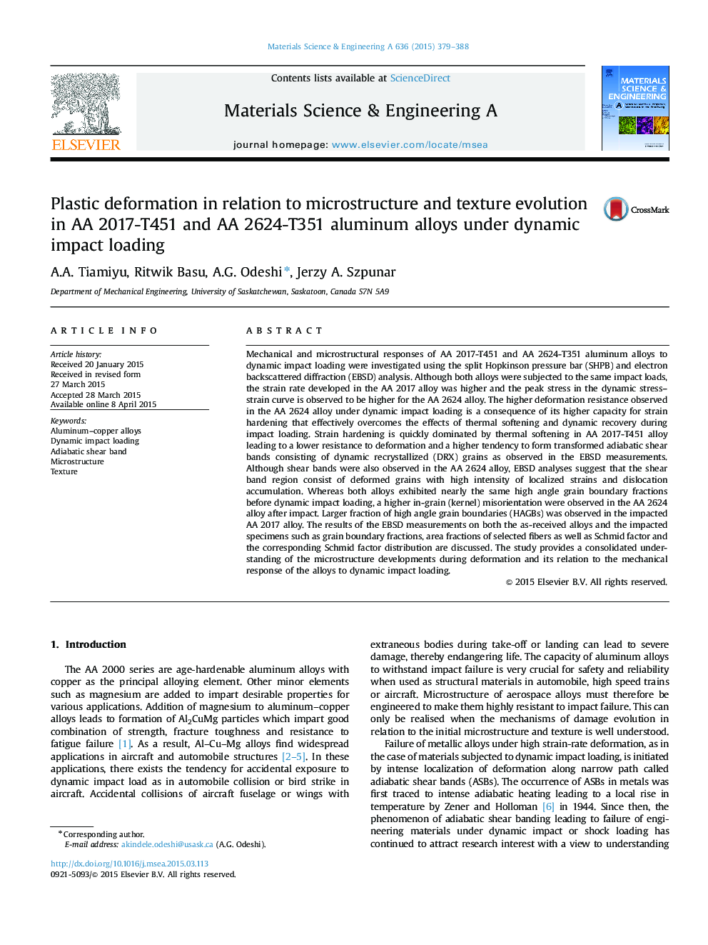 Plastic deformation in relation to microstructure and texture evolution in AA 2017-T451 and AA 2624-T351 aluminum alloys under dynamic impact loading