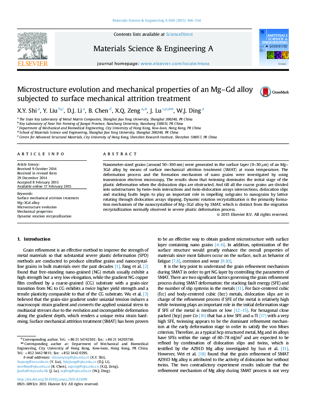 Microstructure evolution and mechanical properties of an Mg-Gd alloy subjected to surface mechanical attrition treatment