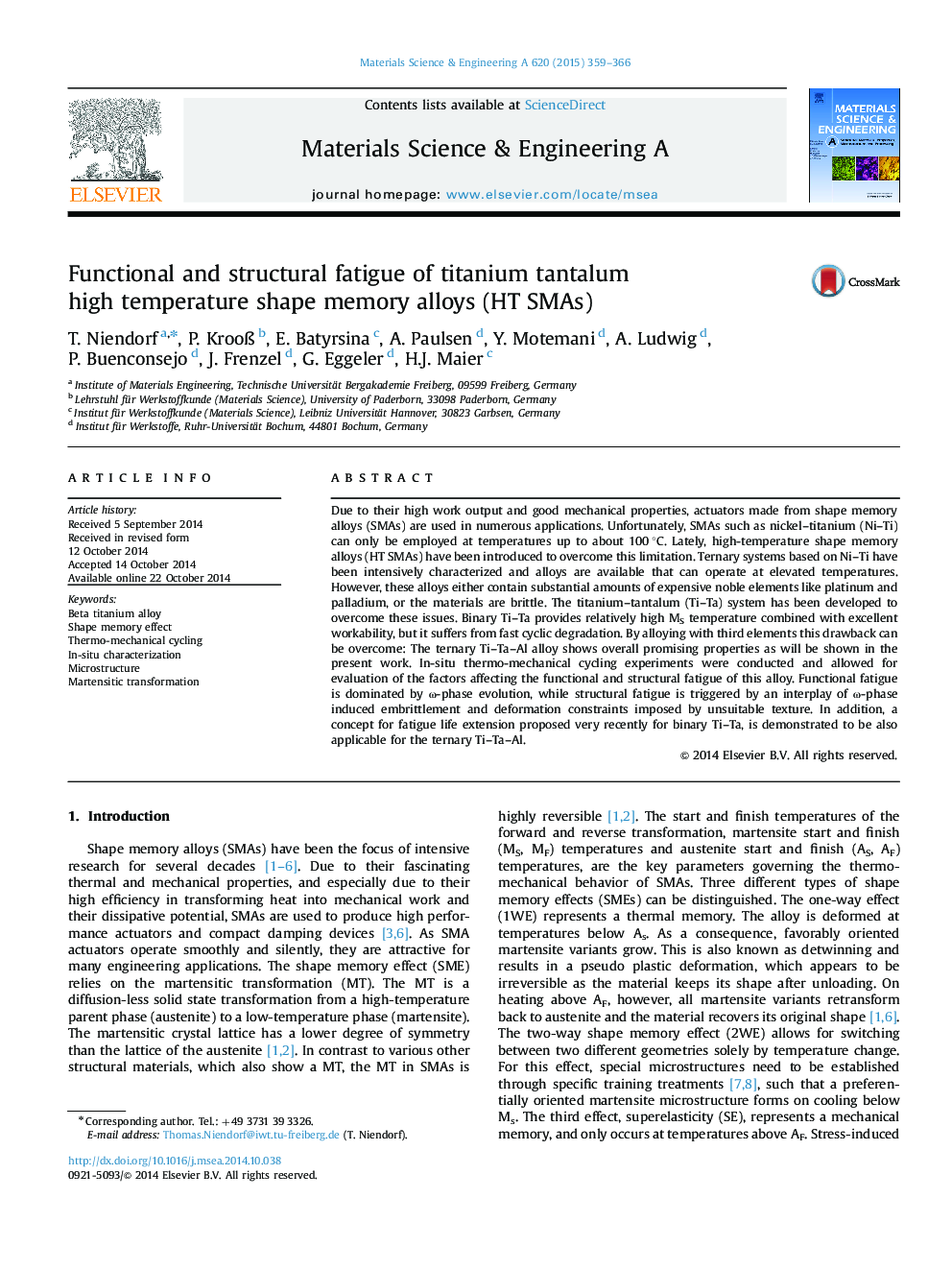 Functional and structural fatigue of titanium tantalum high temperature shape memory alloys (HT SMAs)