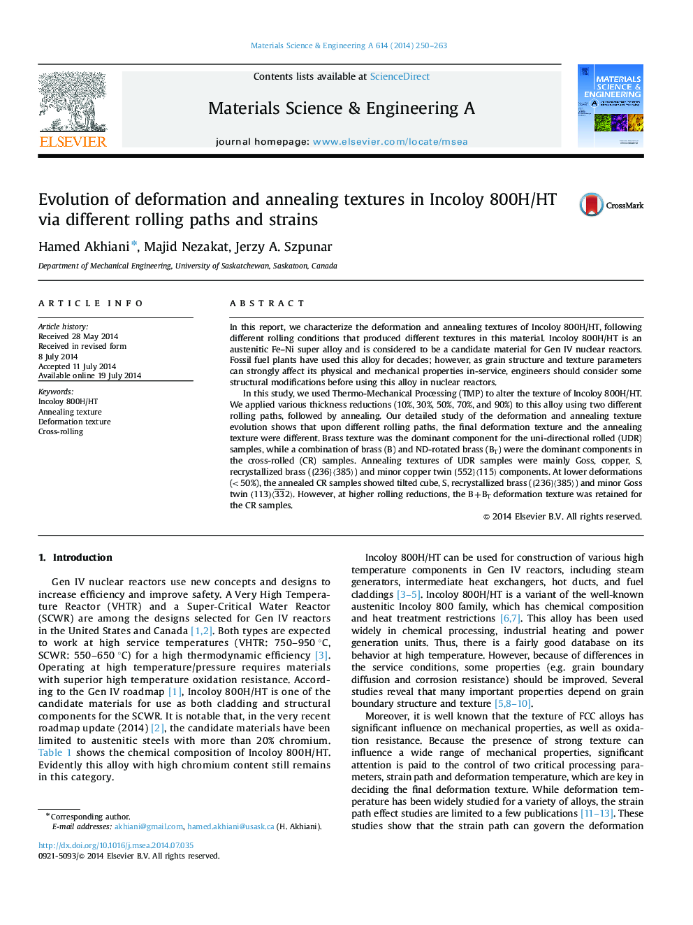 Evolution of deformation and annealing textures in Incoloy 800H/HT via different rolling paths and strains