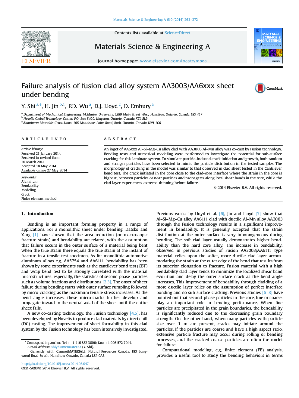 Failure analysis of fusion clad alloy system AA3003/AA6xxx sheet under bending