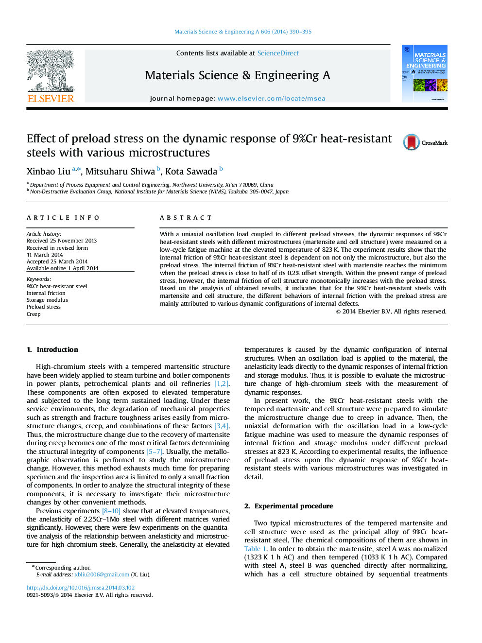 Effect of preload stress on the dynamic response of 9%Cr heat-resistant steels with various microstructures