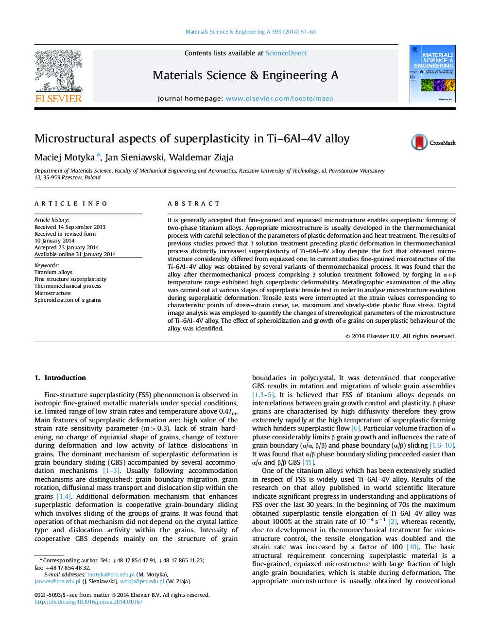 Microstructural aspects of superplasticity in Ti-6Al-4V alloy